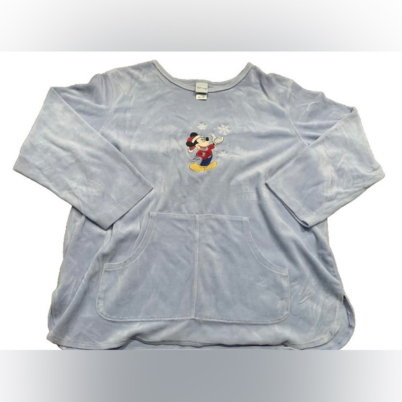 Disney Sweaters - Vintage Velour Disney Mickey‎ Mouse Blue Sweater XL Long Sleeve